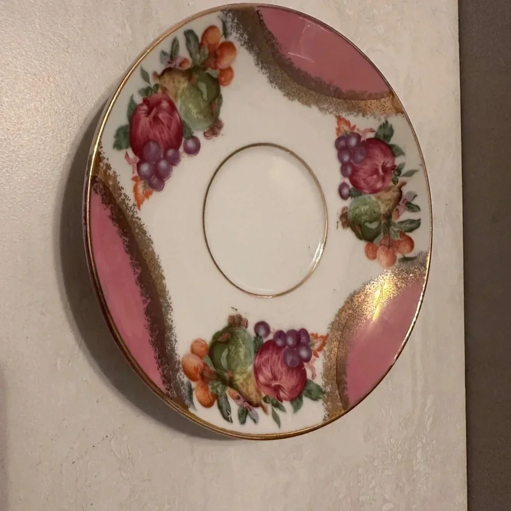 Napco VTG Original Hand Painted Saucer Numbered IYD-256 Fruit Theme 6” Diameter